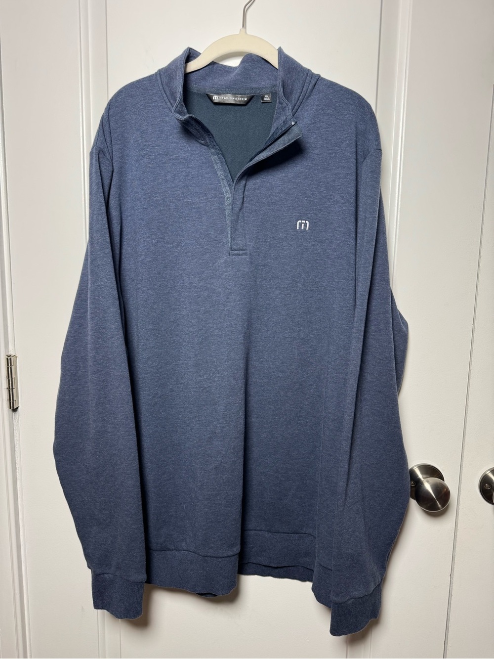 Travis Mathew Men’s XXL Blue Heather Quarter-Zip Fleece Golf Pullover